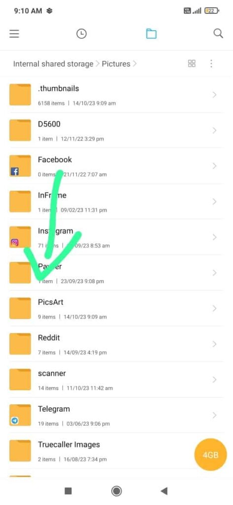 Locate PicsArt Folder