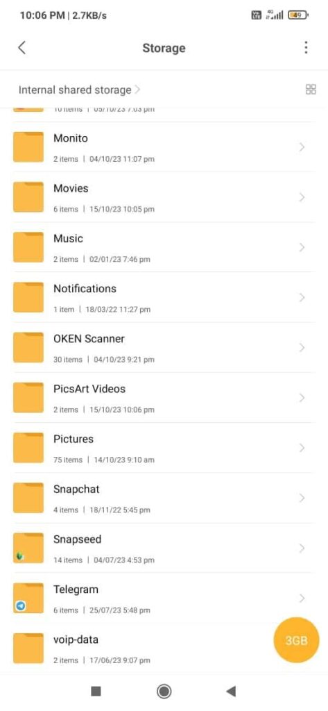 Open your file manager app and browse to the PicsArt folder